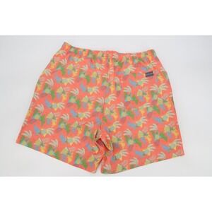 Burlebo Swim Trunks Mens Large Coral Tropical Pineapple Palm Print Mesh Liner 7"